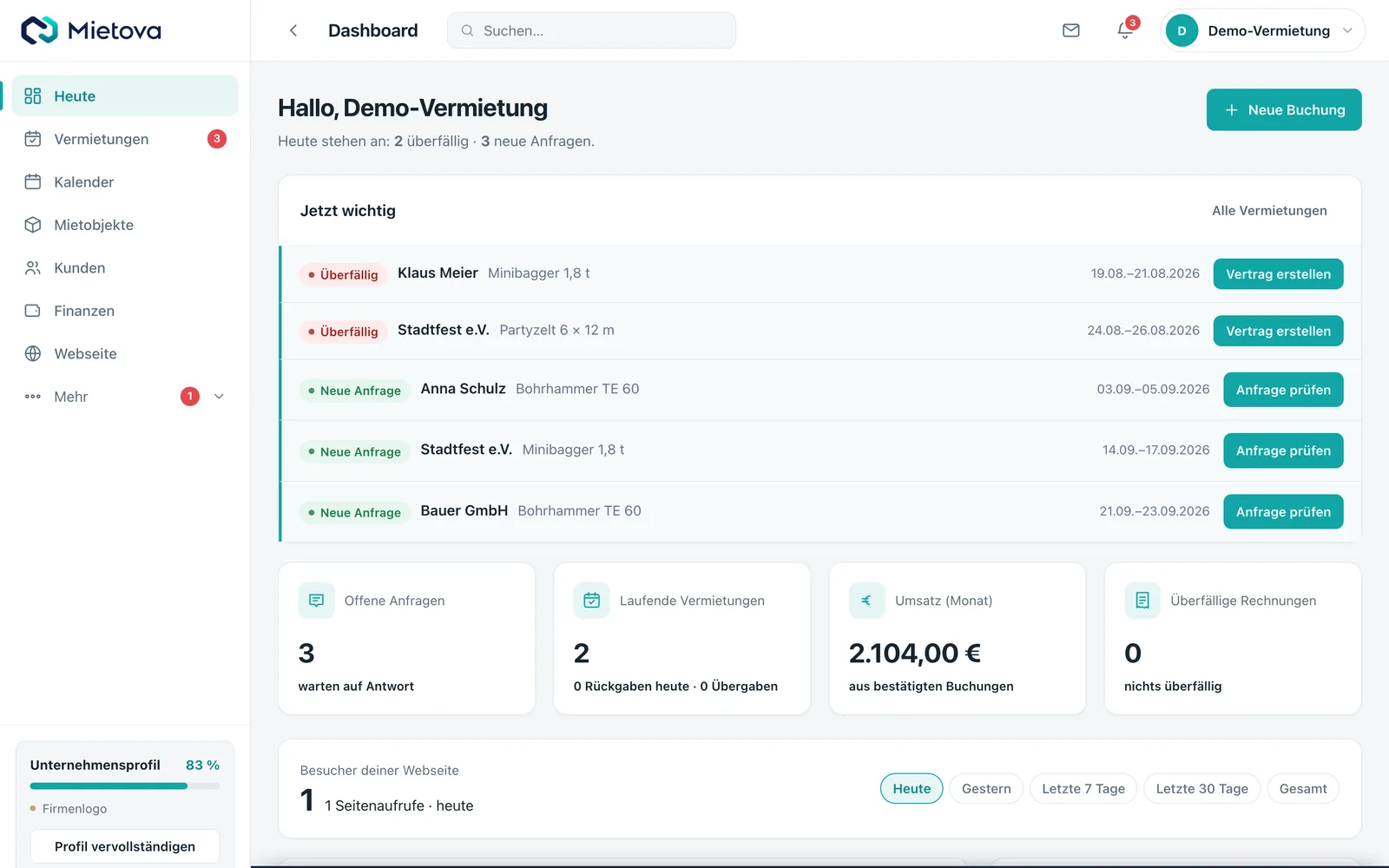 mietova.de / dashboard